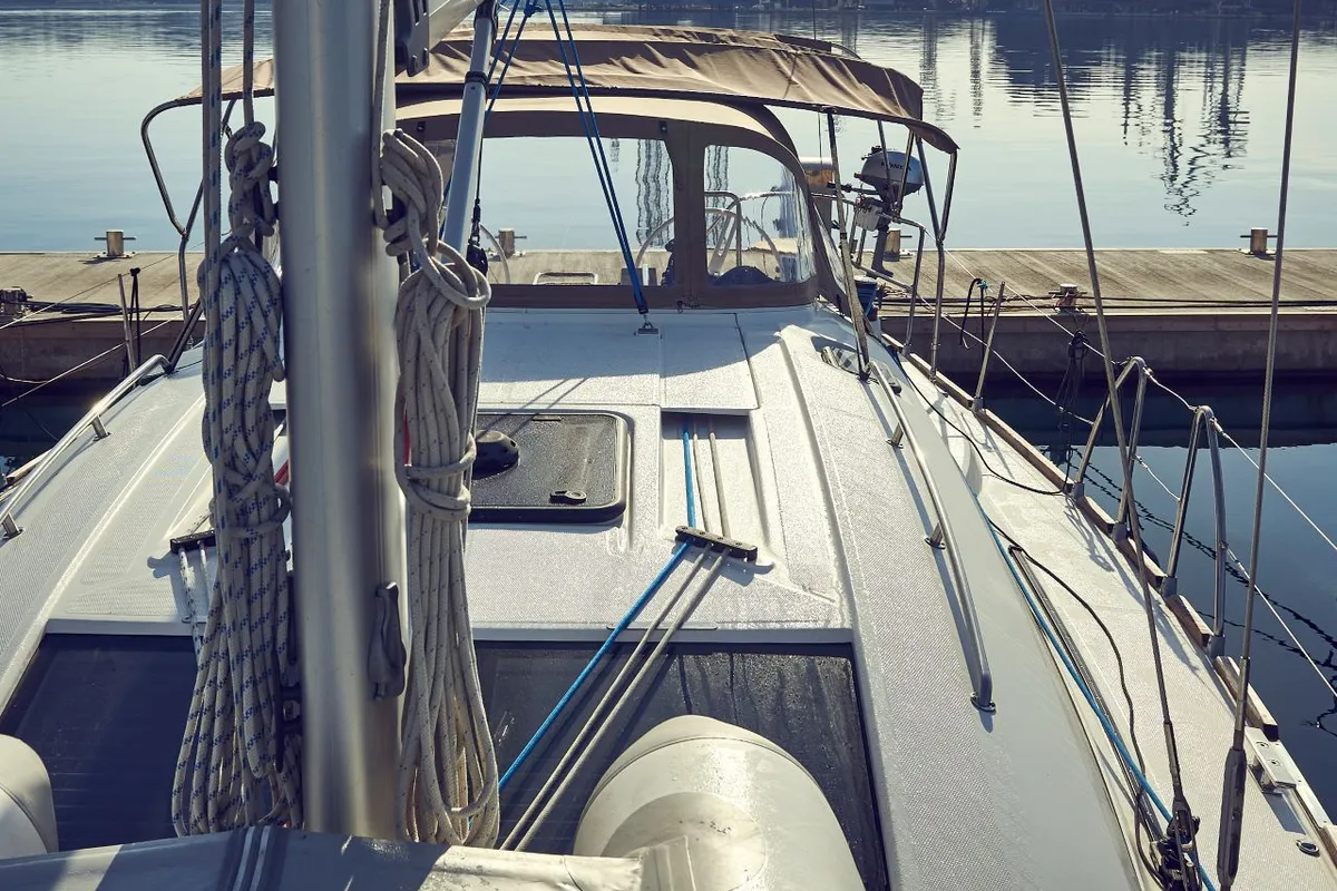 Deck of Six Friends, a Elan Impression 45 sailboat at Pula, Croatia