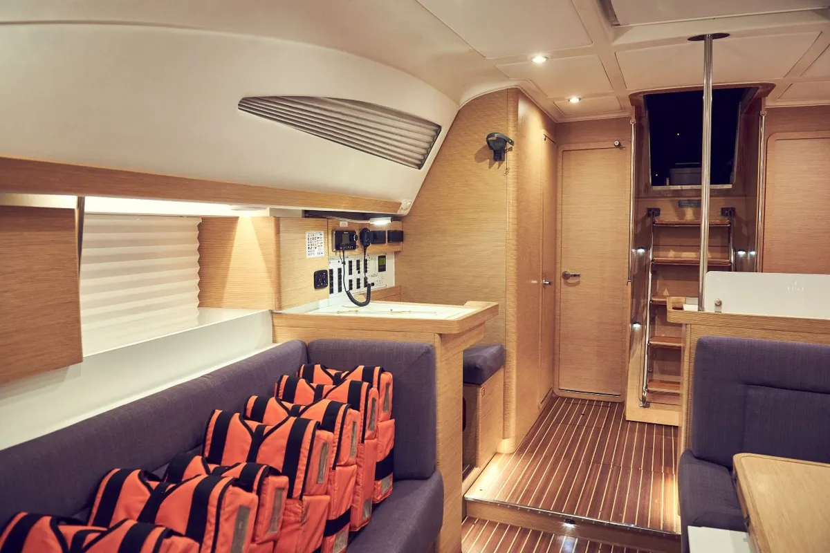 Salon of Six Friends, a Elan Impression 45 sailboat at Pula, Croatia