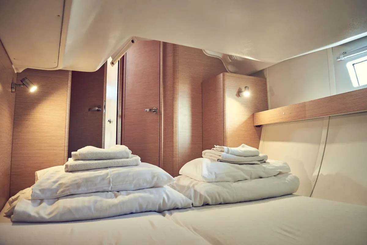 Cabin on Six Friends, a Elan Impression 45 sailboat at Pula, Croatia