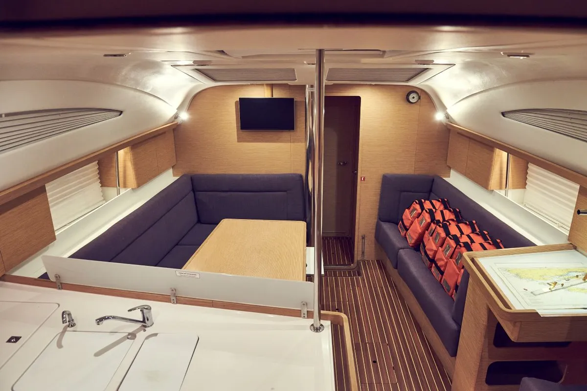 Salon of Six Friends, a Elan Impression 45 sailboat at Pula, Croatia