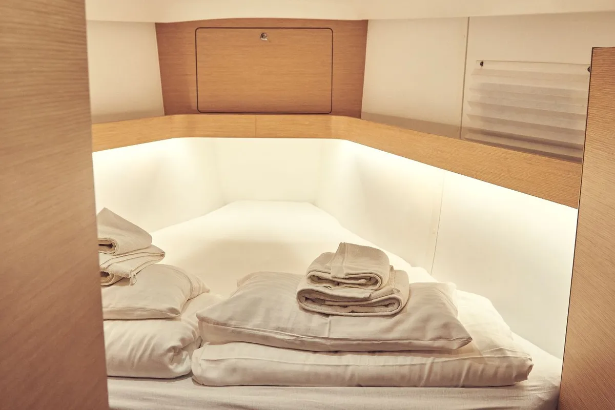 Cabin on Six Friends, a Elan Impression 45 sailboat at Pula, Croatia