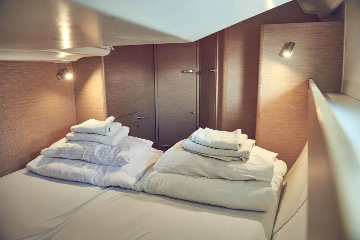Cabin on Six Friends, a Elan Impression 45 sailboat at Pula, Croatia