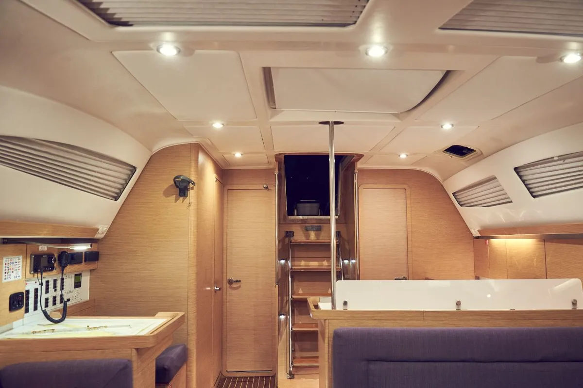 Salon of Six Friends, a Elan Impression 45 sailboat at Pula, Croatia