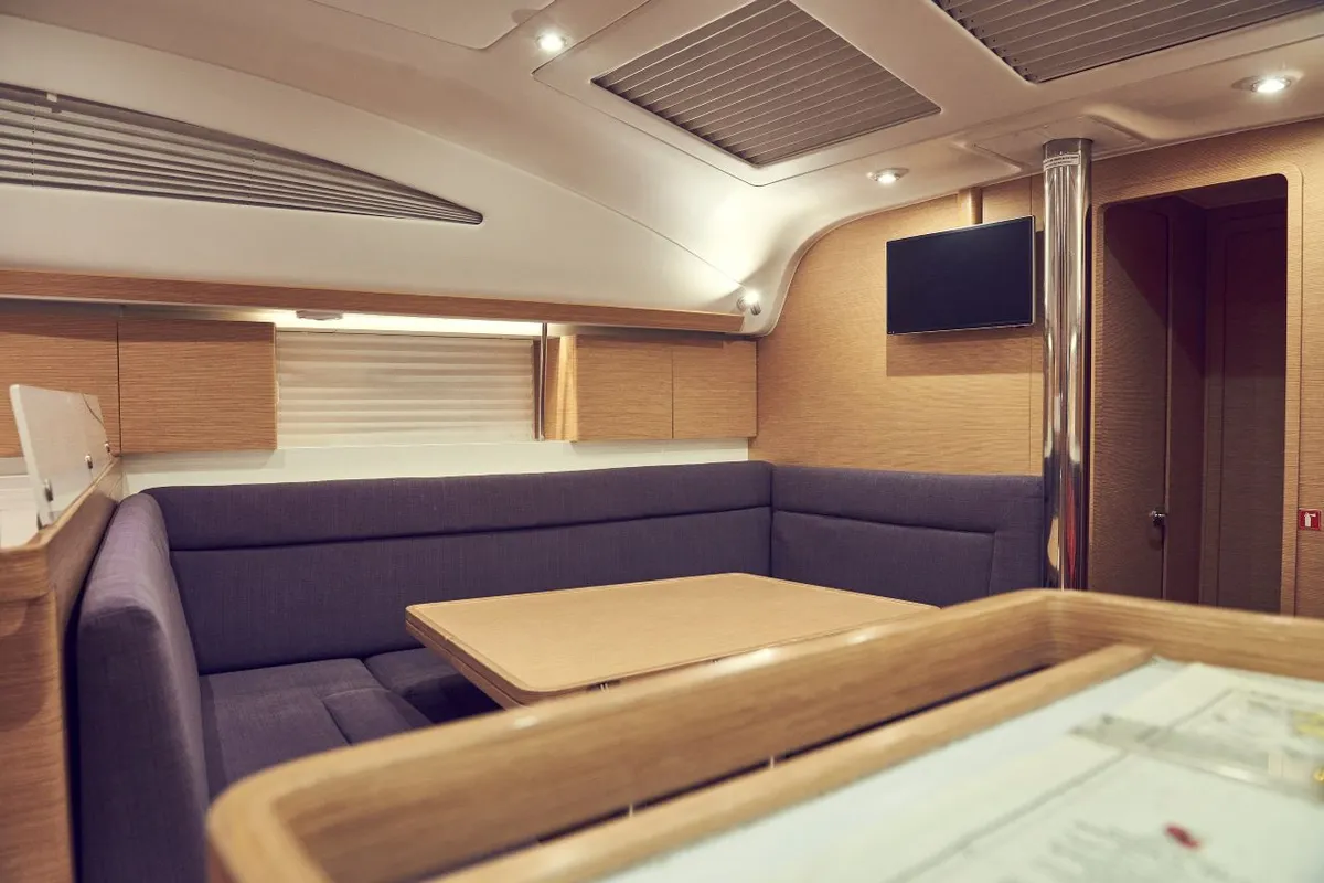 Salon of Six Friends, a Elan Impression 45 sailboat at Pula, Croatia