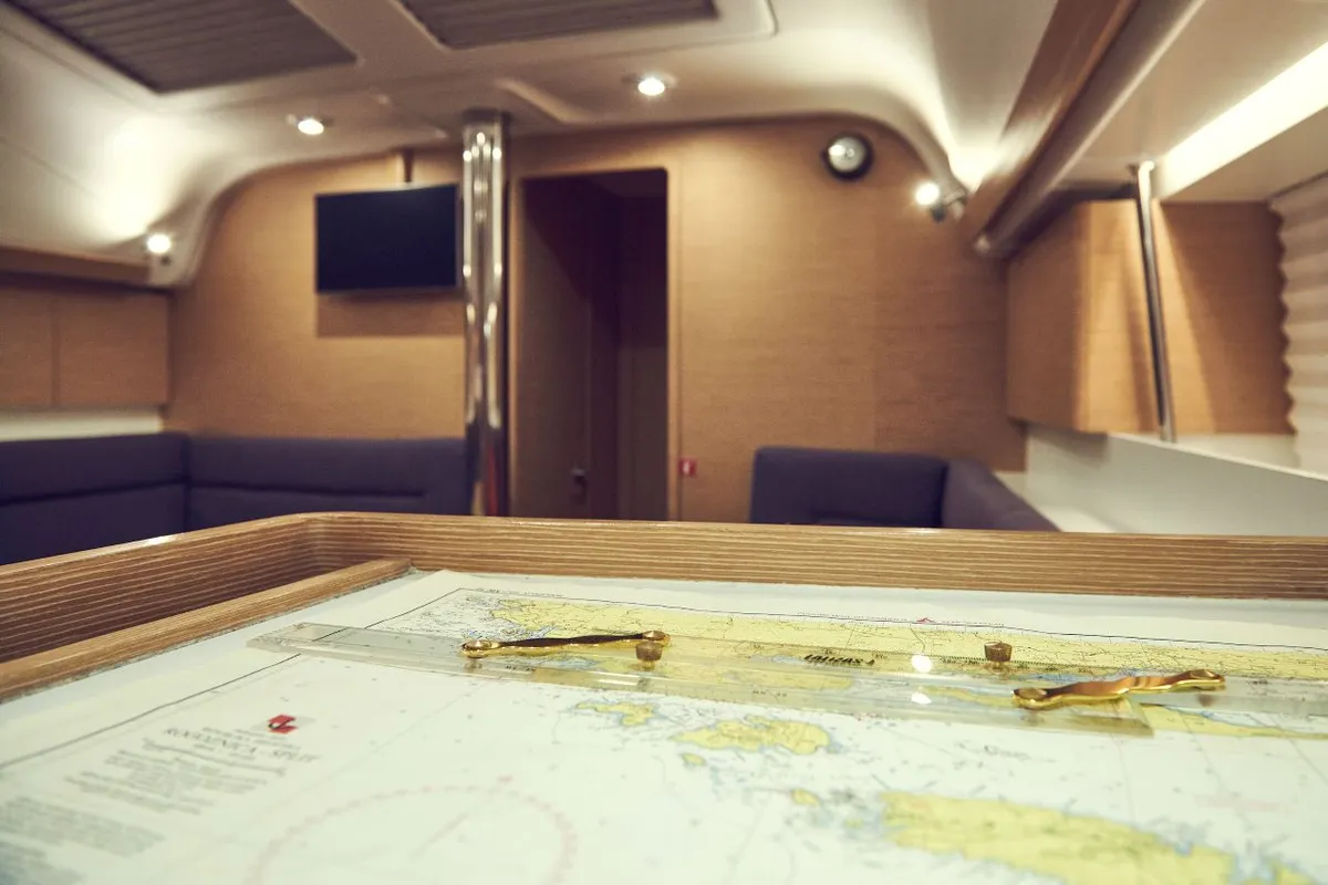 Salon of Six Friends, a Elan Impression 45 sailboat at Pula, Croatia