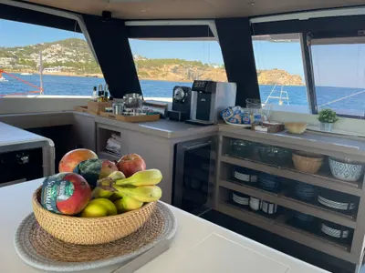 Galley of Chiloe, a Fountaine Pajot Alegria 67 catamaran at Ibiza, Spain