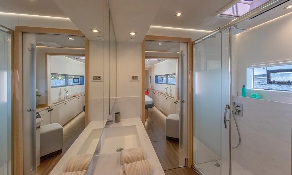 Head on Chiloe, a Fountaine Pajot Alegria 67 catamaran at Ibiza, Spain