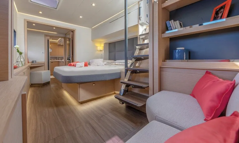 Cabin on Chiloe, a Fountaine Pajot Alegria 67 catamaran at Ibiza, Spain
