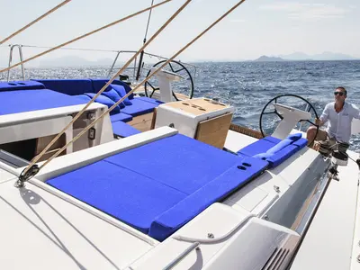 Deck of Sunsail 52.4 Classic, a Beneteau Oceanis 51.1 sailboat at Općina Marina, Croatia