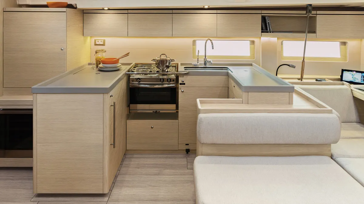 Galley of Sunsail 52.4 Classic, a Beneteau Oceanis 51.1 sailboat at Općina Marina, Croatia