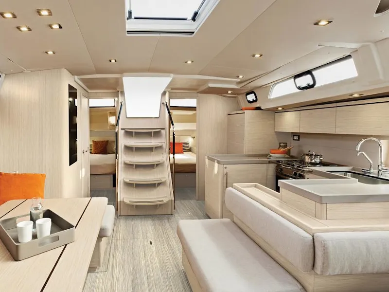 Salon of Sunsail 52.4 Classic, a Beneteau Oceanis 51.1 sailboat at Općina Marina, Croatia