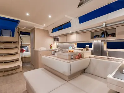 Salon of Sunsail 52.4 Classic, a Beneteau Oceanis 51.1 sailboat at Općina Marina, Croatia