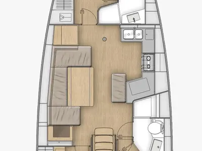 Floor plan of Aurora Lane, a Beneteau Oceanis 40.1 sailboat at Općina Rogoznica, Croatia