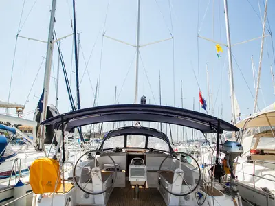 Cockpit of Lovro, a Bavaria Cruiser 46 sailboat at Split, Croatia