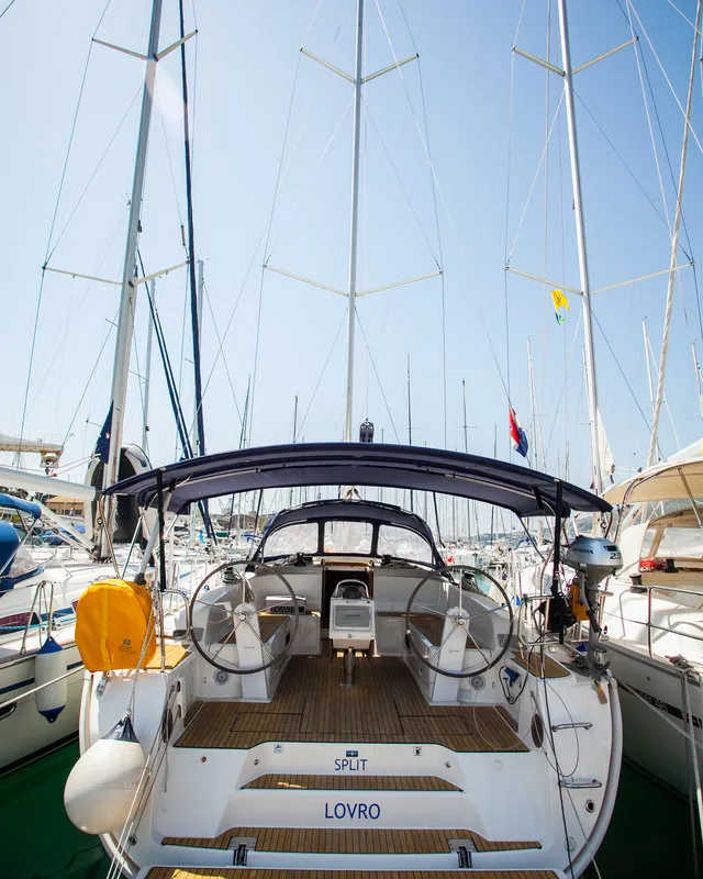 Cockpit of Lovro, a Bavaria Cruiser 46 sailboat at Split, Croatia