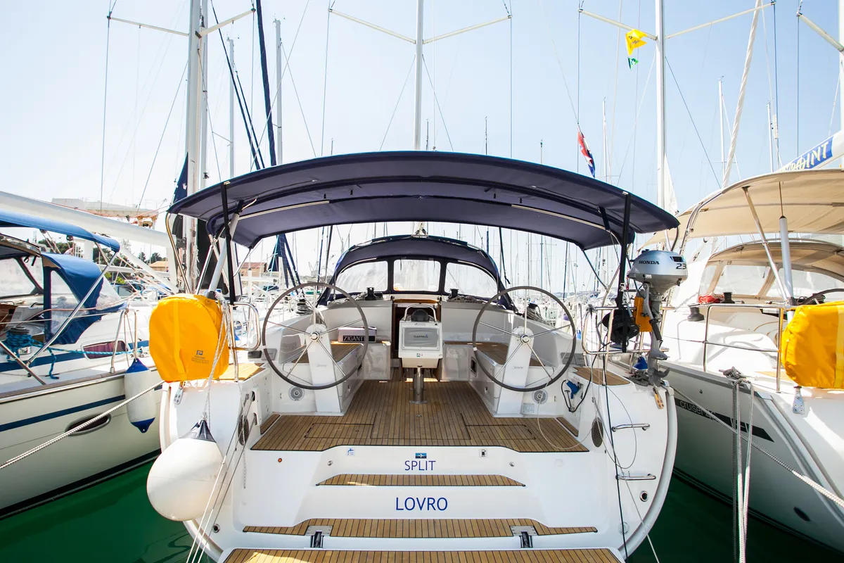 Exterior view of Lovro, a Bavaria Cruiser 46 sailboat at Split, Croatia