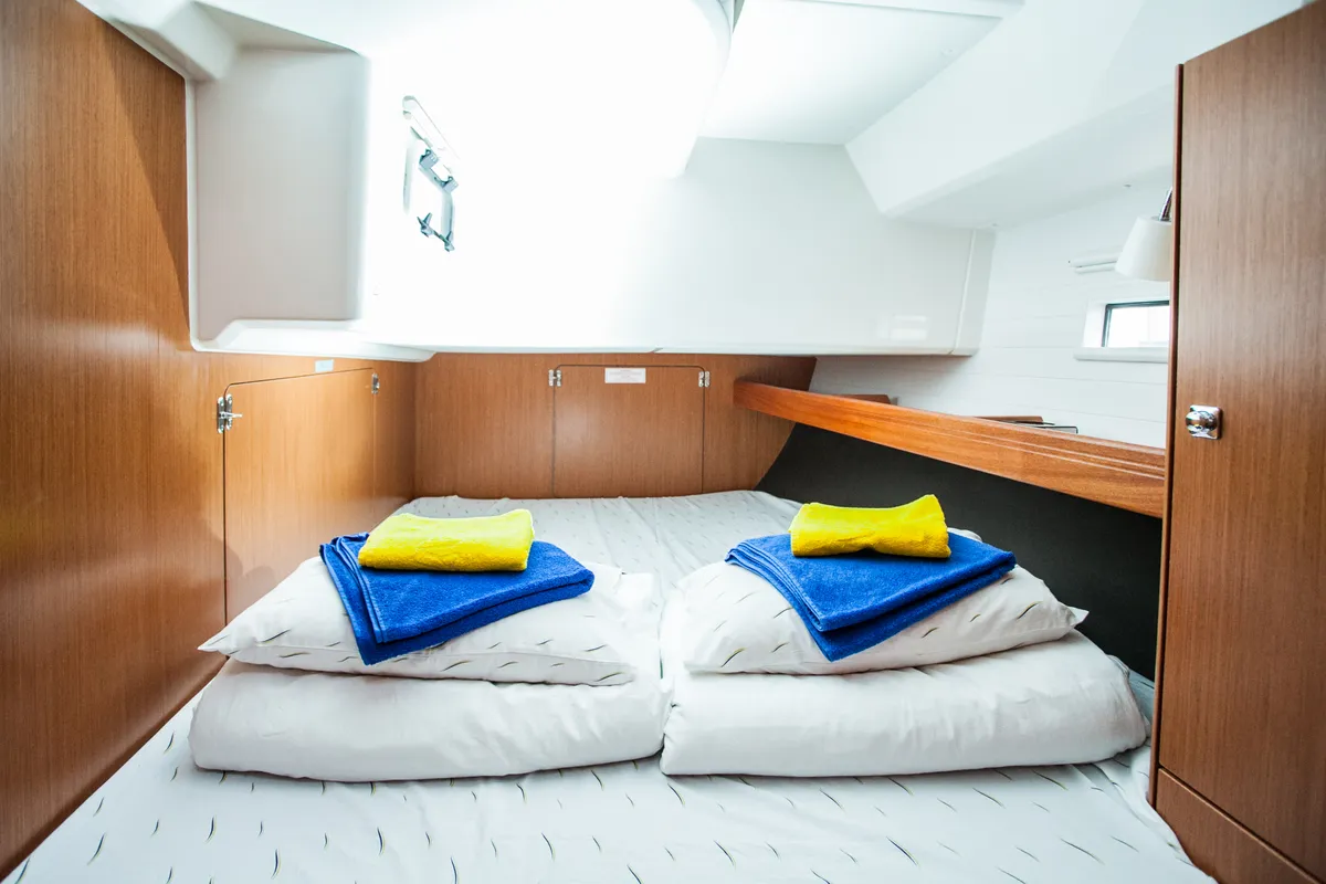 Cabin on Lovro, a Bavaria Cruiser 46 sailboat at Split, Croatia