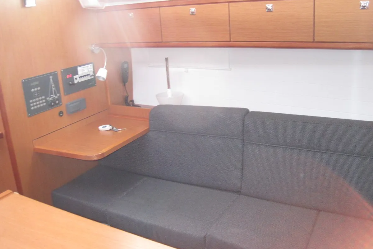 Salon of Fiamma, a Bavaria Cruiser 37 sailboat at Capo d'Orlando, Italy