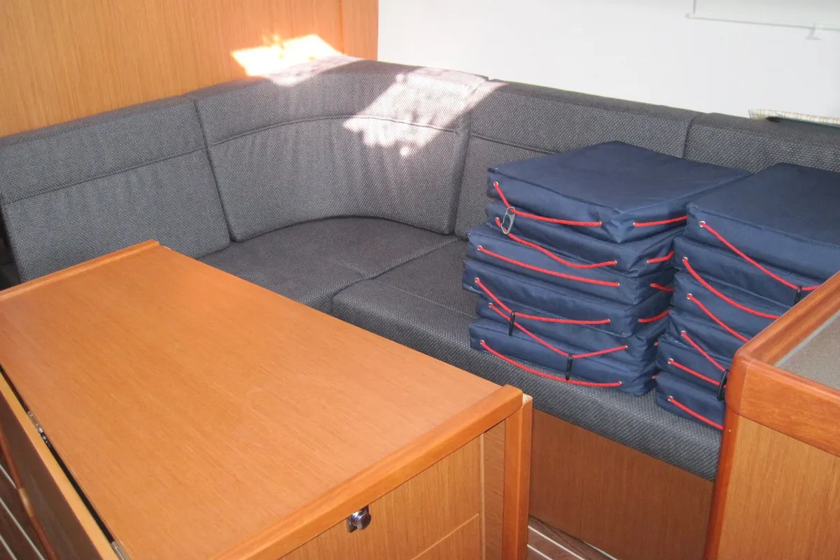 Salon of Fiamma, a Bavaria Cruiser 37 sailboat at Capo d'Orlando, Italy
