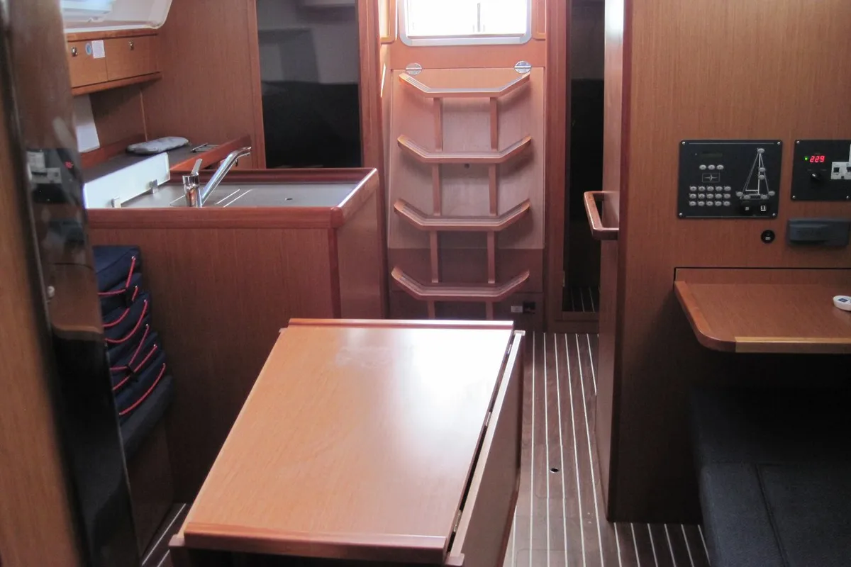 Salon of Fiamma, a Bavaria Cruiser 37 sailboat at Capo d'Orlando, Italy