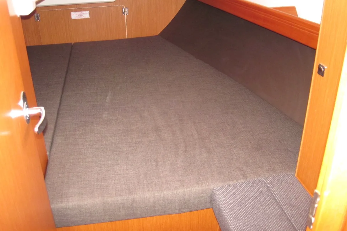 Cabin on Fiamma, a Bavaria Cruiser 37 sailboat at Capo d'Orlando, Italy