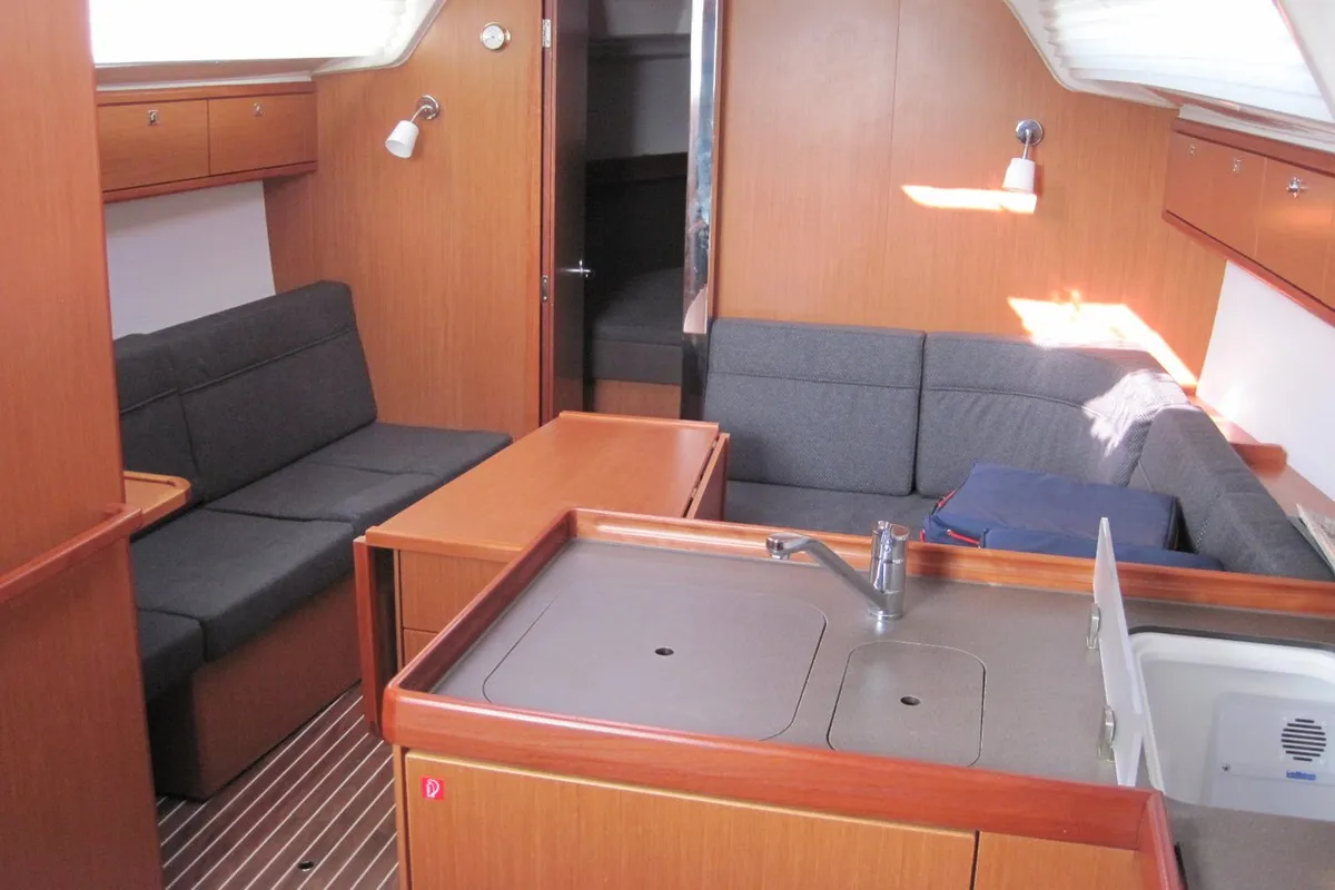 Salon of Fiamma, a Bavaria Cruiser 37 sailboat at Capo d'Orlando, Italy