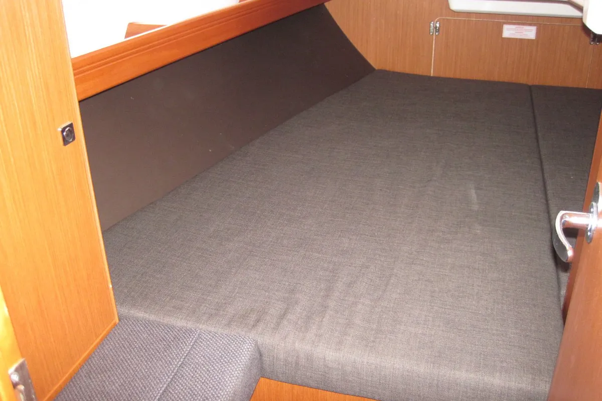 Cabin on Fiamma, a Bavaria Cruiser 37 sailboat at Capo d'Orlando, Italy