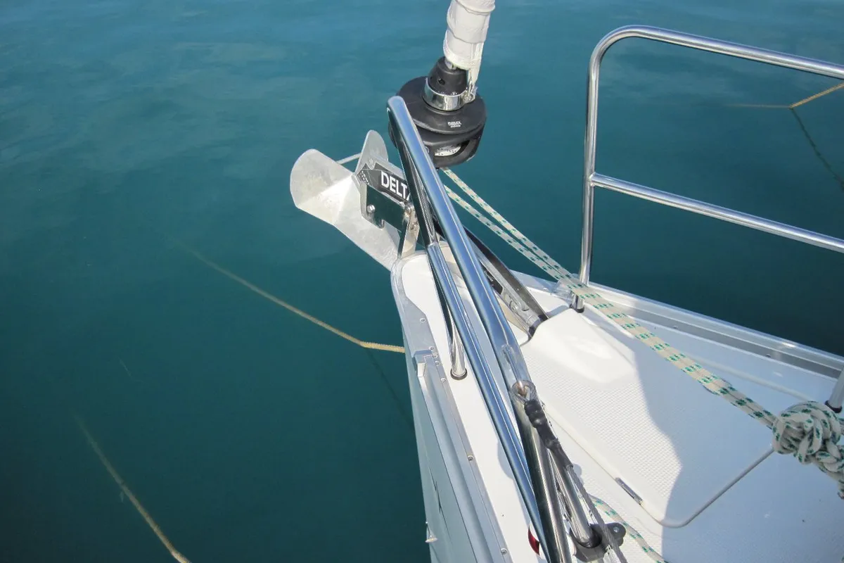 Exterior view of Fiamma, a Bavaria Cruiser 37 sailboat at Capo d'Orlando, Italy