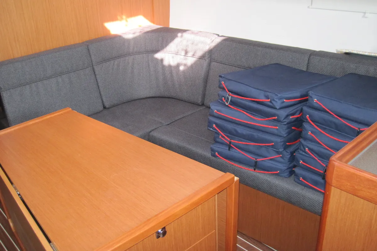 Salon of Fiamma, a Bavaria Cruiser 37 sailboat at Capo d'Orlando, Italy