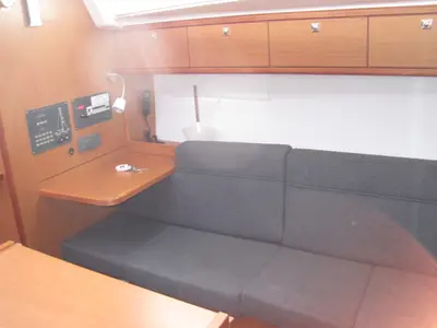 Salon of Fiamma, a Bavaria Cruiser 37 sailboat at Capo d'Orlando, Italy