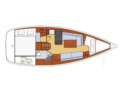 Floor plan of Jylair, a Beneteau Oceanis 31 sailboat at Kerners, France