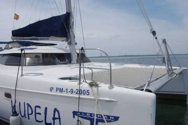 Exterior view of Kupela Cuba, a Fountaine Pajot Lavezzi 40 catamaran at Cienfuegos, Cuba