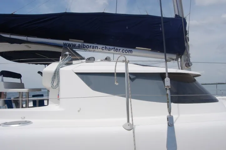 Deck of Kupela Cuba, a Fountaine Pajot Lavezzi 40 catamaran at Cienfuegos, Cuba