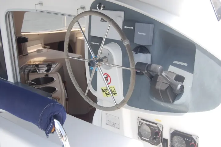 Cockpit of Kupela Cuba, a Fountaine Pajot Lavezzi 40 catamaran at Cienfuegos, Cuba