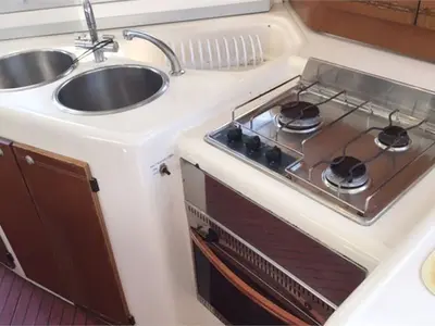 Galley of Kupela Cuba, a Fountaine Pajot Lavezzi 40 catamaran at Cienfuegos, Cuba