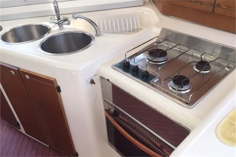 Galley of Kupela Cuba, a Fountaine Pajot Lavezzi 40 catamaran at Cienfuegos, Cuba