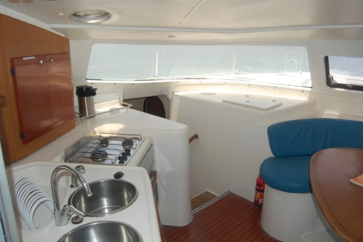 Galley of Kupela Cuba, a Fountaine Pajot Lavezzi 40 catamaran at Cienfuegos, Cuba