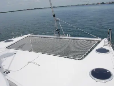 Deck of Kupela Cuba, a Fountaine Pajot Lavezzi 40 catamaran at Cienfuegos, Cuba