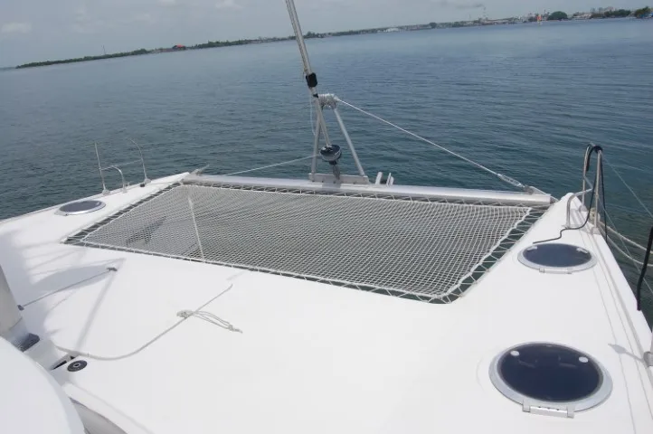 Deck of Kupela Cuba, a Fountaine Pajot Lavezzi 40 catamaran at Cienfuegos, Cuba