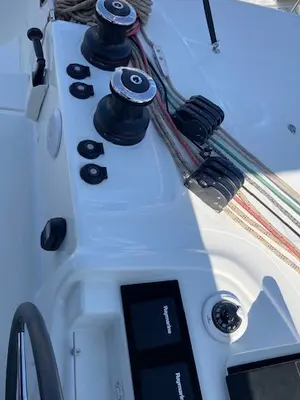 Cockpit of Star of the Seas IV, a Lagoon 46 catamaran at Alameda, United States