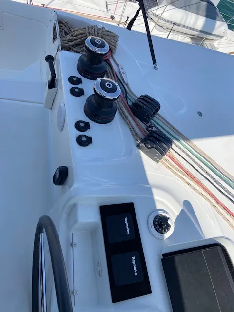 Cockpit of Star of the Seas IV, a Lagoon 46 catamaran at Alameda, United States