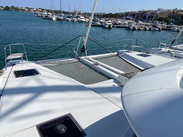 Deck of Star of the Seas IV, a Lagoon 46 catamaran at Alameda, United States