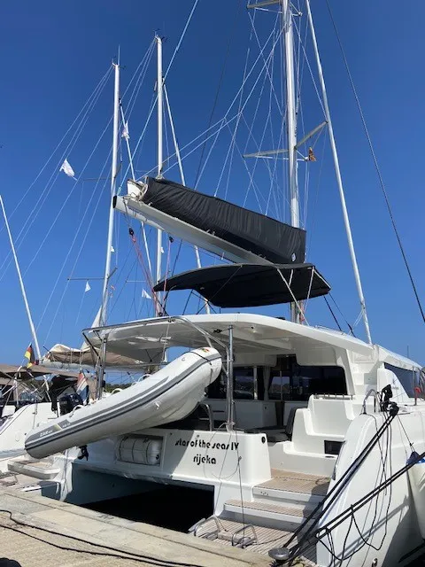 Exterior view of Star of the Seas IV, a Lagoon 46 catamaran at Alameda, United States