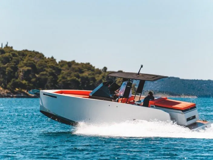 Lav, a De Antonio D28 Cruiser motorboat at Seget Donji, Croatia