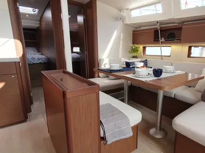 Salon of IVY, a Beneteau Oceanis 46.1 sailboat at Split, Croatia