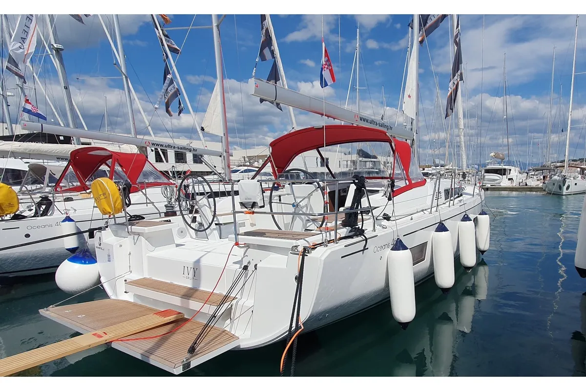 Exterior view of IVY, a Beneteau Oceanis 46.1 sailboat at Split, Croatia