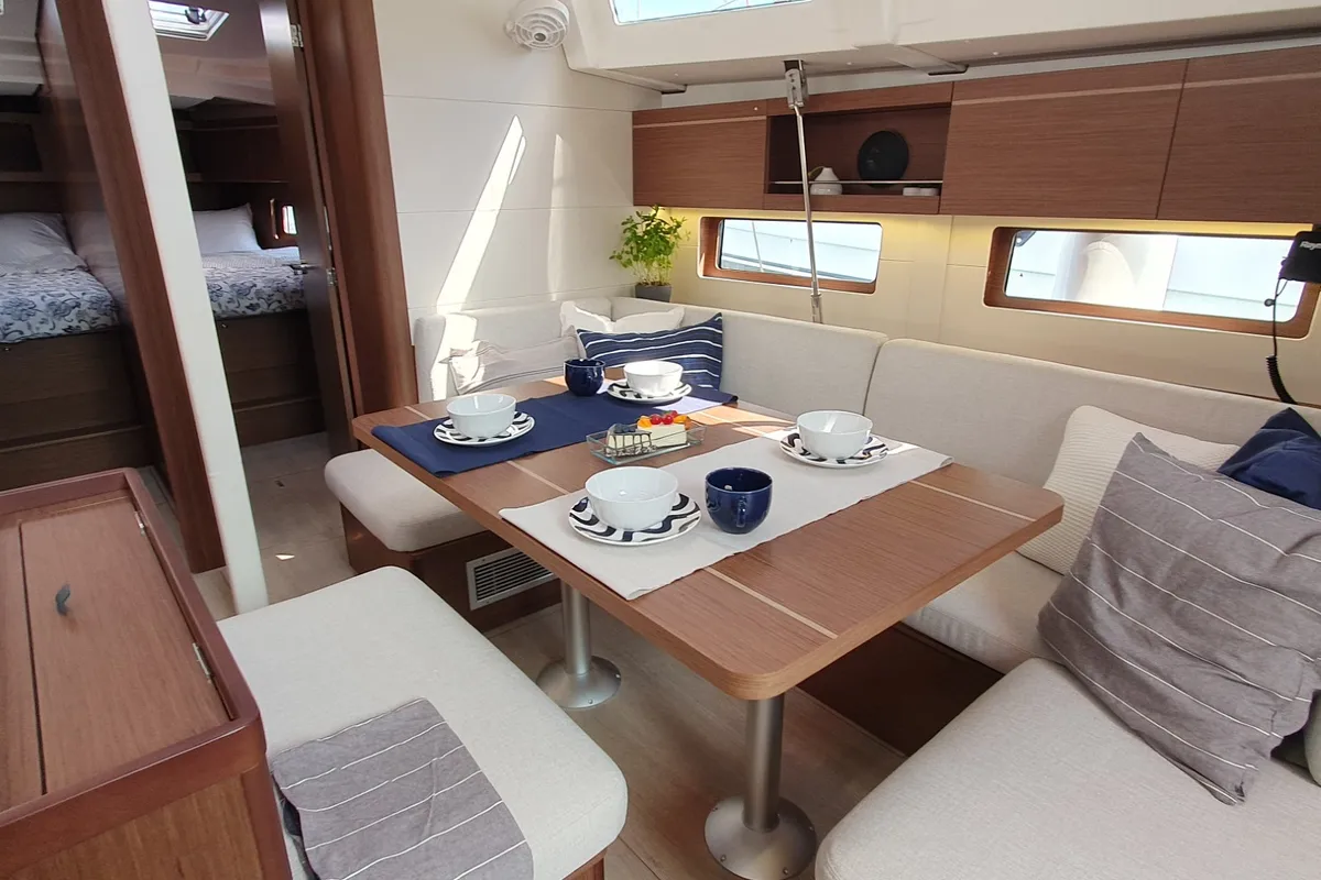 Salon of IVY, a Beneteau Oceanis 46.1 sailboat at Split, Croatia