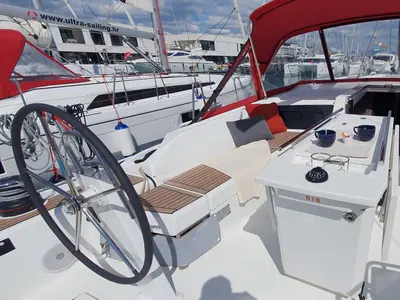 Deck of IVY, a Beneteau Oceanis 46.1 sailboat at Split, Croatia