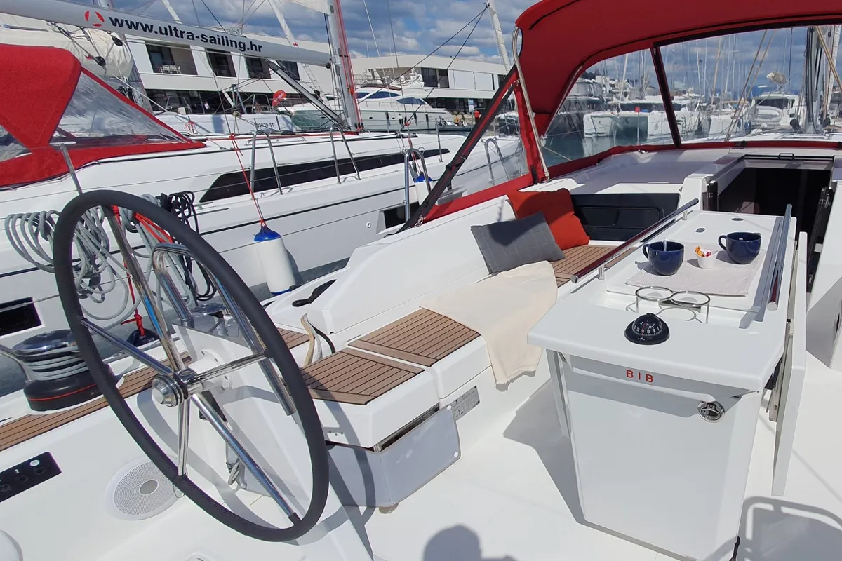 Deck of IVY, a Beneteau Oceanis 46.1 sailboat at Split, Croatia