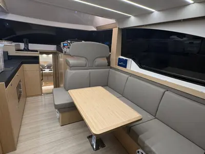 Salon of Lana, a Bavaria Virtess 420 Fly motor yacht at Grad Trogir, Croatia